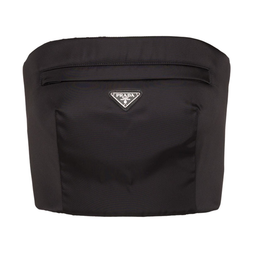 Prada Women's Black Nylon Gabardine Bustier Crop Top size 36 NWT - Picture 1 of 8